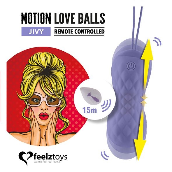 Вагінальні кульки з масажем і вібрацією FeelzToys Motion Love Balls Jivy з пультом дистанційного кер SO3852 фото
