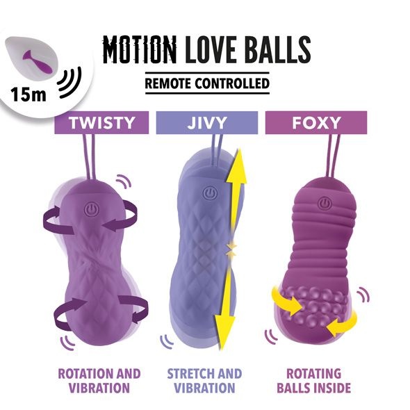 Вагінальні кульки з масажем і вібрацією FeelzToys Motion Love Balls Twisty з пультом дистанційного к SO3853 фото