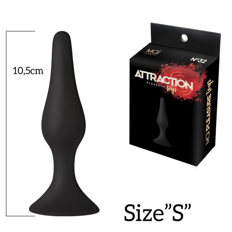 Анальна пробка на присосці MAI Attraction Toys №32 Black, довжина 10,5 см, діаметр 2,5 см SO4624 фото