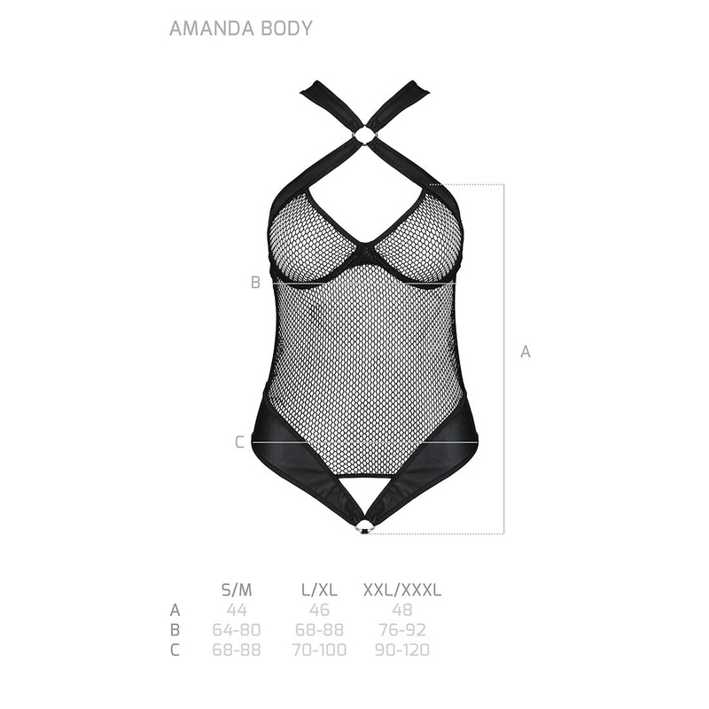 Сітчастий боді з халтером Amanda Body black L/XL - Passion SO5315 фото