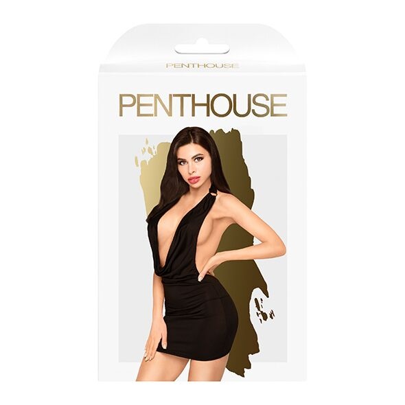 Міні-сукня з хомутом та глибоким декольте Penthouse - Heart Rob Black M/L SO4342 фото