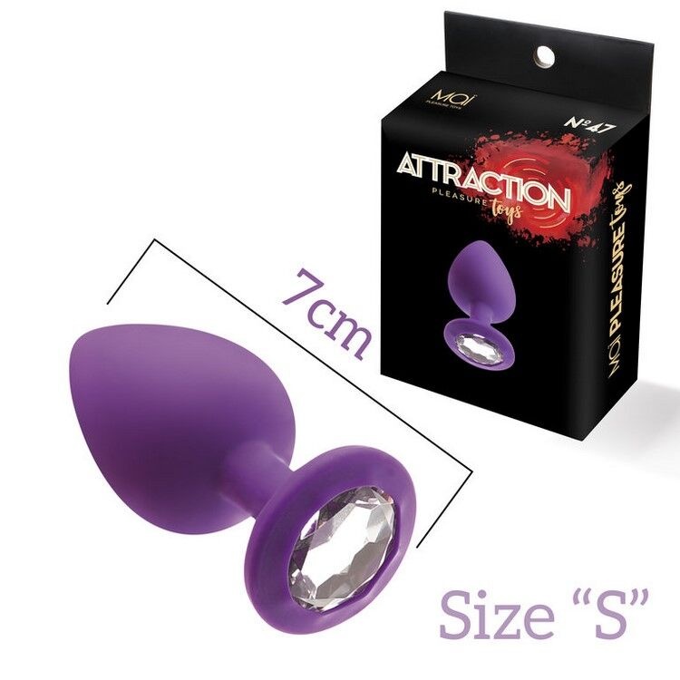 Анальна пробка з кристалом MAI Attraction Toys №47 Purple, довжина 7см, діаметр 2,8 см SO4625 фото