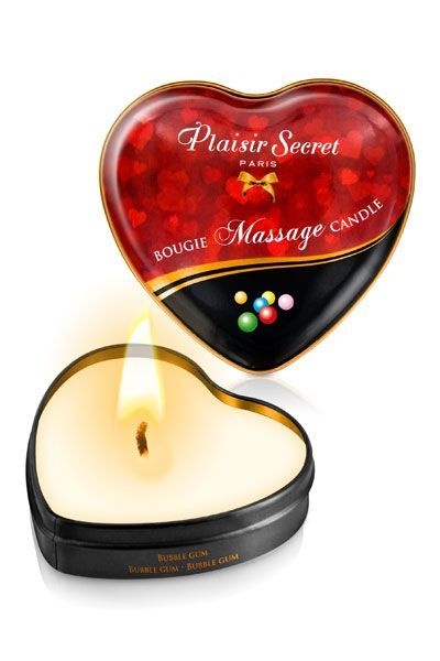 Масажна свічка серце Plaisirs Secrets Bubble Gum (35 мл) SO1866 фото