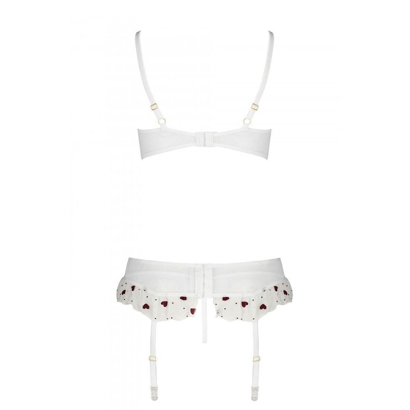 Сексуальний комплект з поясом для панчіх LOVELIA SET white XXL/XXXL - Passion SO4782 фото