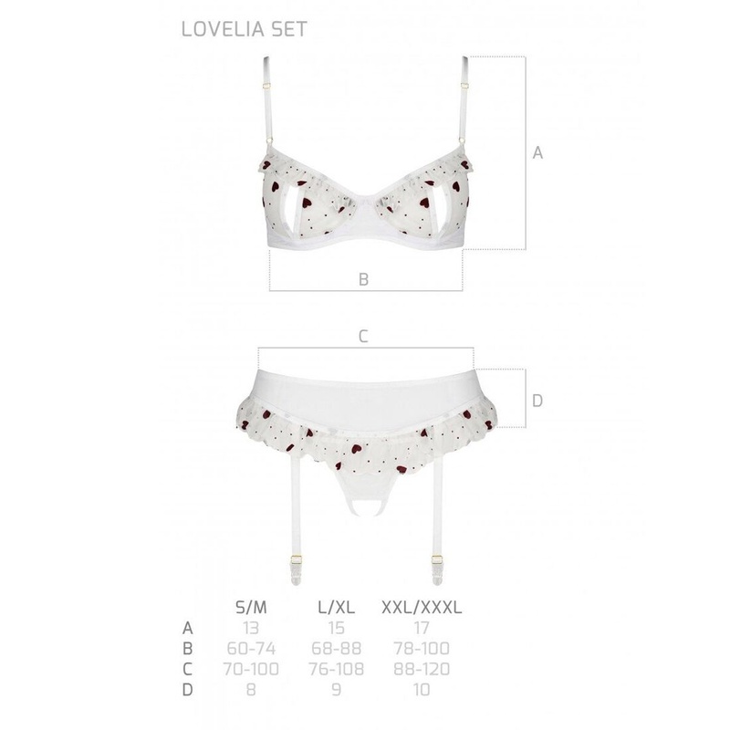 Сексуальний комплект з поясом для панчіх LOVELIA SET white XXL/XXXL - Passion SO4782 фото