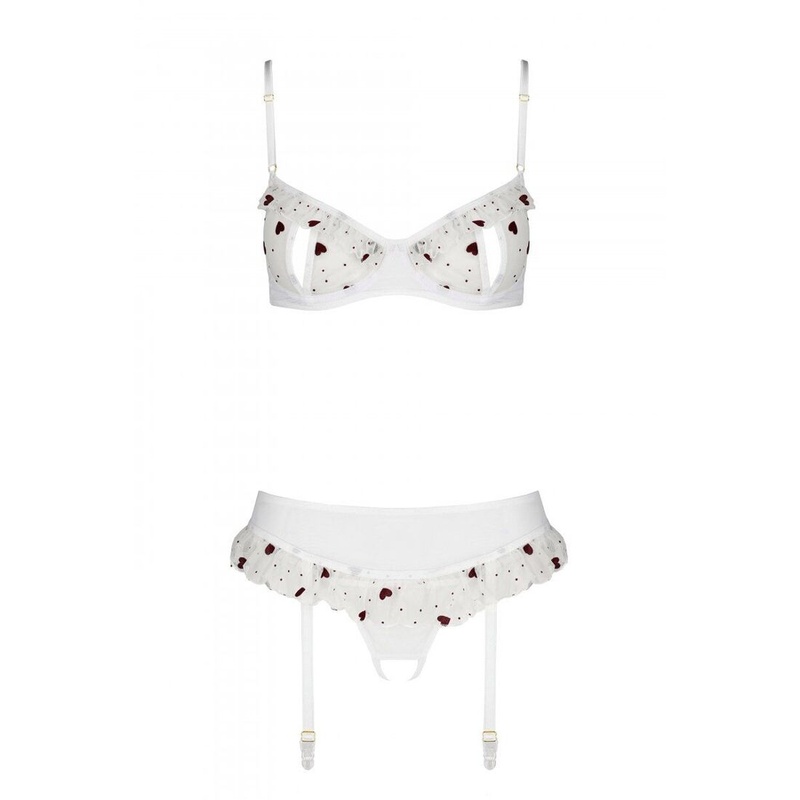 Сексуальний комплект з поясом для панчіх LOVELIA SET white XXL/XXXL - Passion SO4782 фото