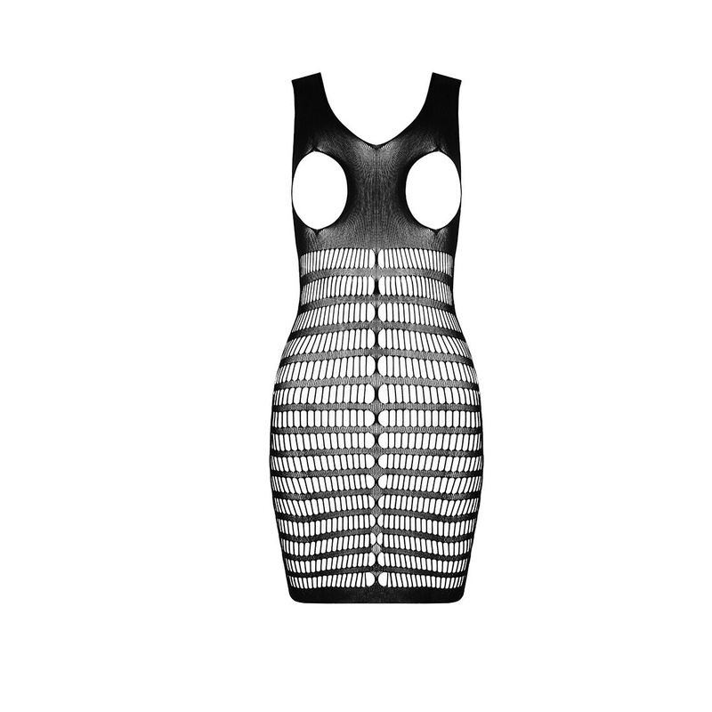 Бодістокінг-сукня з відкритими грудями Passion BS092 black SO6394 фото