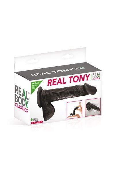 Фалоімітатор Real Body — Real Tony Black, TPE, діаметр 3,5 см SO3721 фото