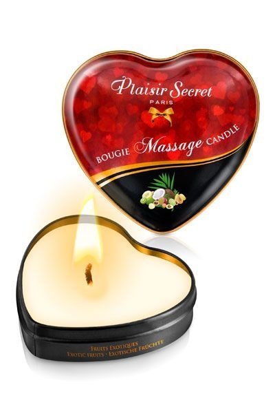 Масажна свічка-серце Plaisirs Secrets Exotic Fruits (35 мл) SO1870 фото
