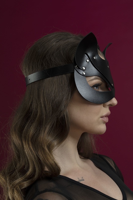 Маска кішечки Feral Feelings - Catwoman Mask, натуральна шкіра, чорна SO3406 фото