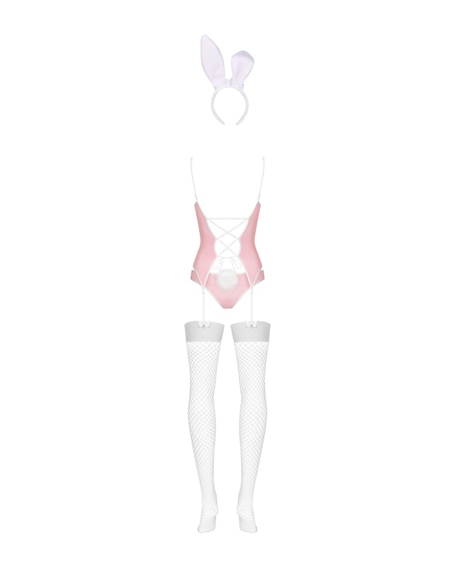 Еротичний костюм зайчика Obsessive Bunny suit 4 pcs costume pink L/XL, рожевий, топ з підв’язками, т SO7255 фото