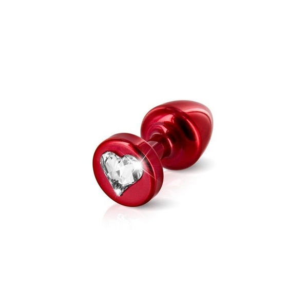 Анальна пробка Diogol Anni R Heart Red: Кристал 30мм, з кристалом Swarovsky у вигляді сердечка D81200 фото