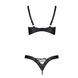 Комплект з екошкіри Celine Bikini black L/XL — Passion: відкритий бра зі стрічками, стрінги зі шнурі SO6400 фото 4