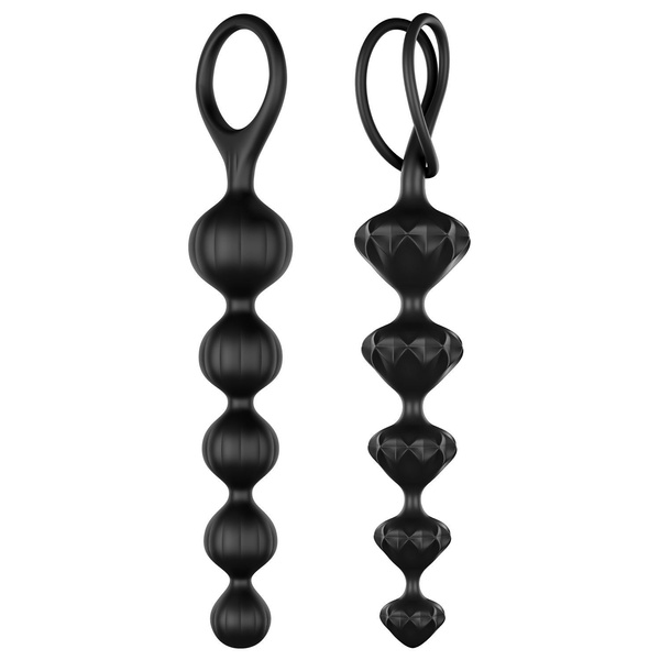 Набор анальных бус Satisfyer Beads Black, силикон, макс. диаметр 3,3см и 3,5см SO2740 фото