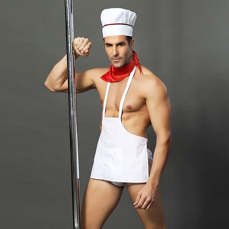 Чоловічий еротичний костюм кухаря "Умілий Джек" S/M: сліпи, фартух, хустка і ковпак SO2266 фото