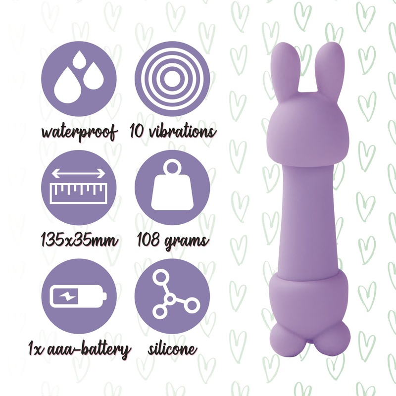 Міні-вібратор FeelzToys Magic Bunny Purple з двома насадками SO4439 фото