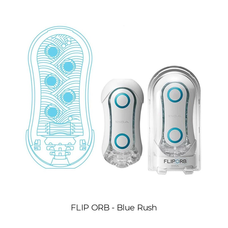 Мастурбатор Tenga FLIP ORB — Blue Rush, з можливістю зміни тиску та стимулювальними кульками всереди SO3048 фото