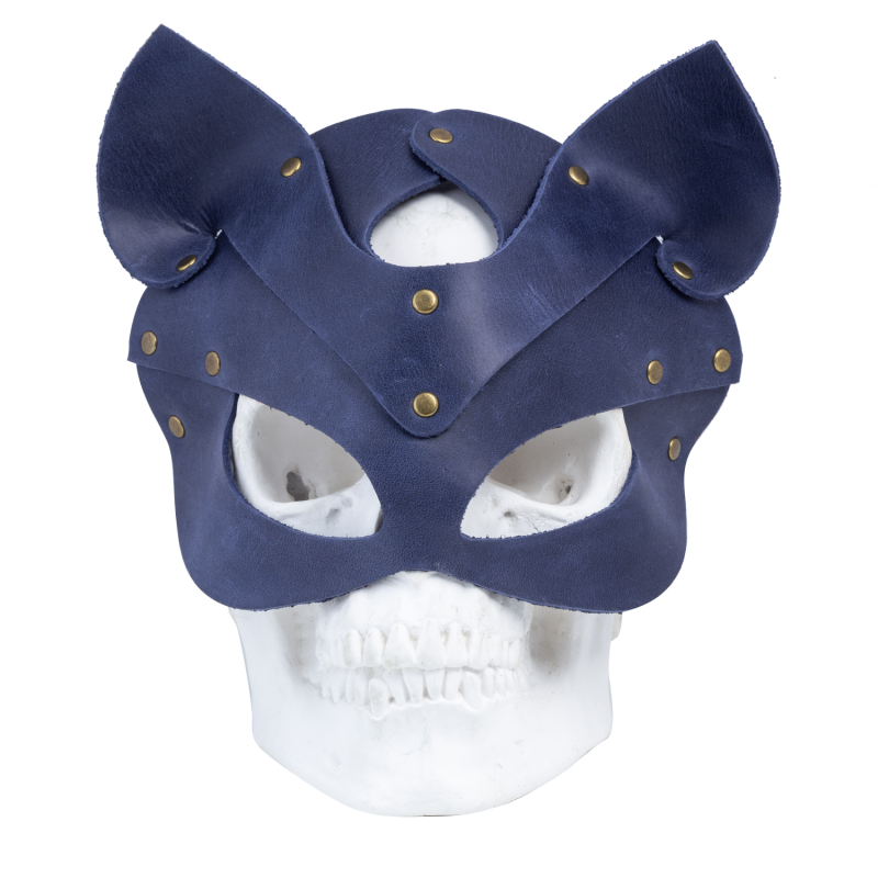 Преміум маска кішечки LOVECRAFT, натуральна шкіра, блакитна, подарункова упаковка SO3314 фото