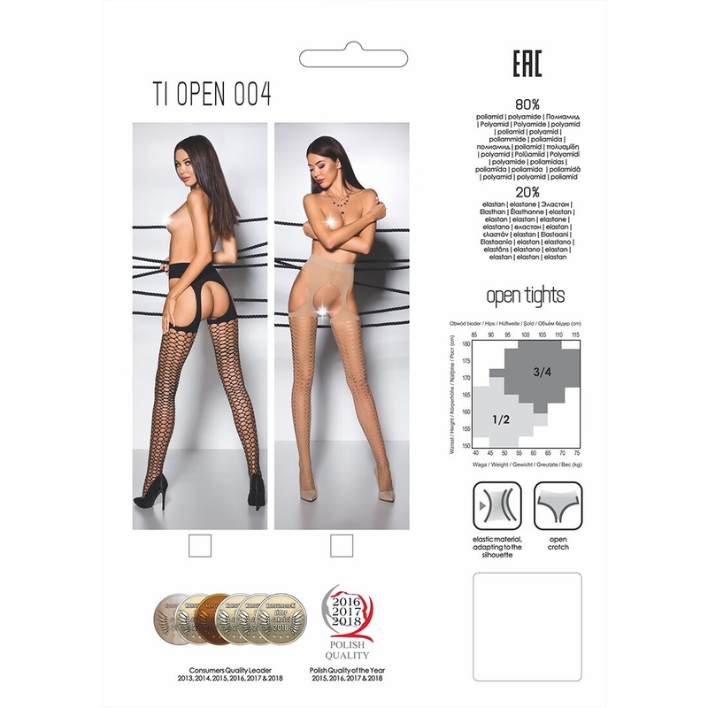 Еротичні колготки TIOPEN 004 nero 1/2 (fishnet 40 den) - Passion, імітація панчох і пояса PS24506 фото
