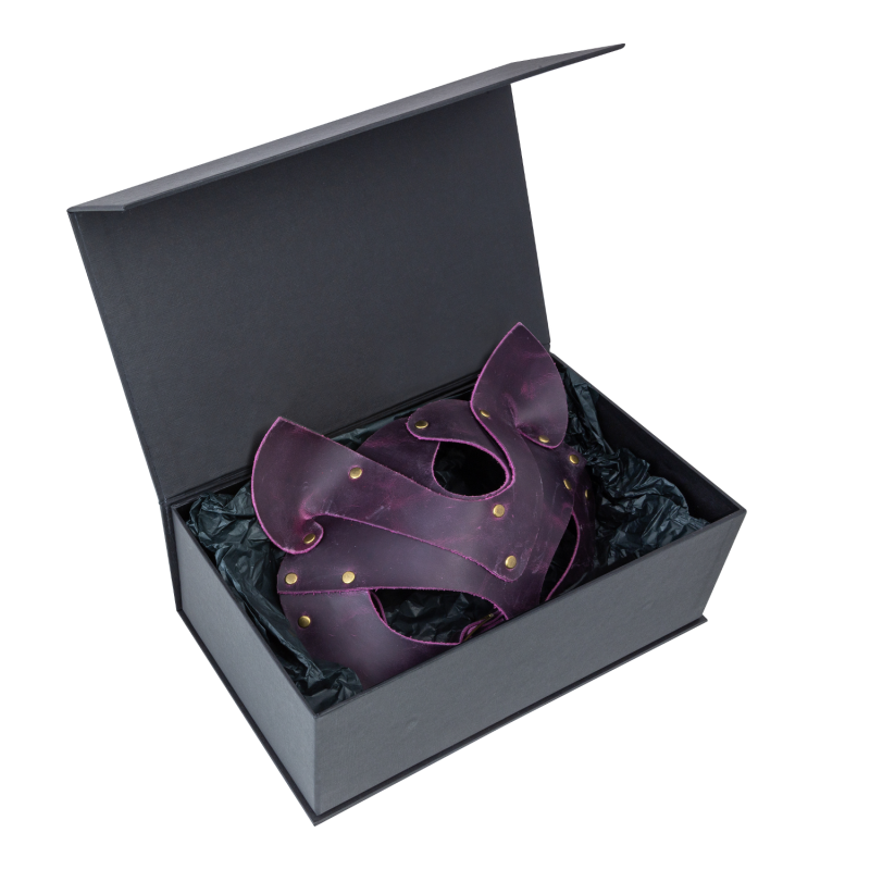 Преміум маска кішечки LOVECRAFT, натуральна шкіра, фіолетовий, подарункова упаковка SO3315 фото