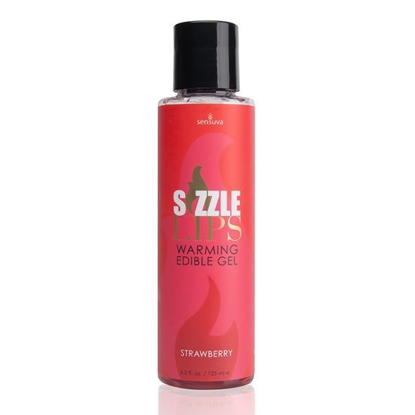 Зігрівальний масажний гель Sensuva — Sizzle Lips Strawberry (125 мл), без цукру, їстівний SO3210 фото