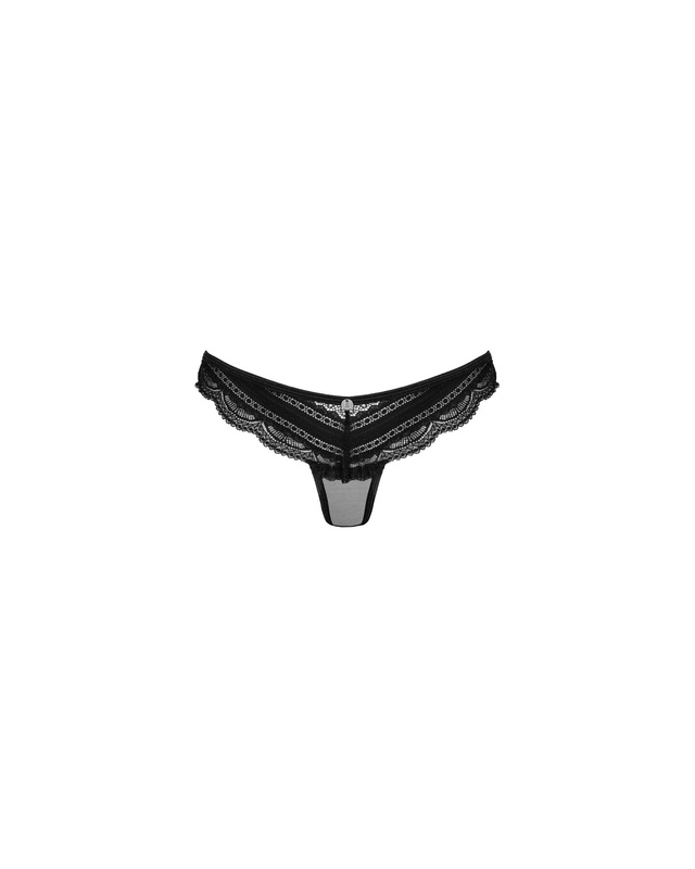 Напівпрозорі трусики з підвіскою Obsessive Ivannes panties black L/XL, чорні SO7281 фото