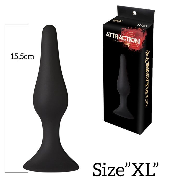 Анальна пробка з присоскою MAI Attraction Toys №35 Black, довжина 15,5 см, діаметр 3,8см SO5008 фото