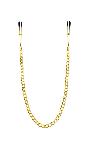 Тонкі затискачі для сосків з ланцюжком Feral Feelings - Chain Thin nipple clamps, золото/чорний SO3793 фото