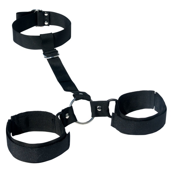 Ошейник с наручниками Sex and Mischief - Shadow Neck & Wrist Restraint, для рук и ног, тканевый SO2143 фото