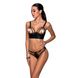 Комплект з екошкіри з люверсами та ремінцями Malwia Bikini black L/XL — Passion, бра та трусики SO5762 фото 1
