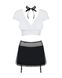 Еротичний костюм секретарки Obsessive Secretary suit 5pcs black S/M, чорно-білий, топ, спідниця, стр SO7306 фото 5