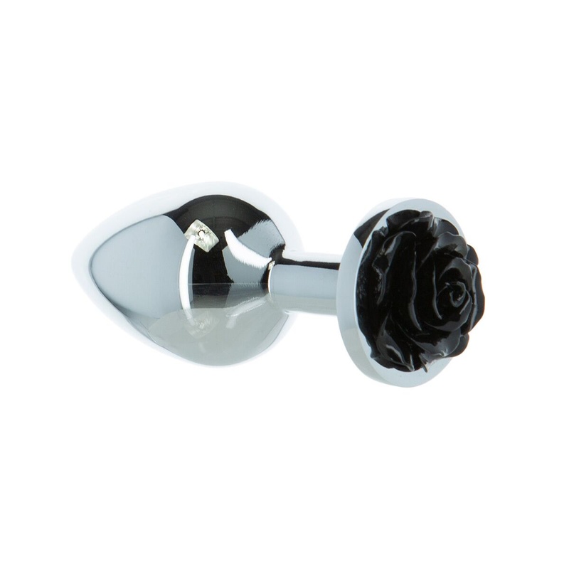 Металева анальна пробка Lux Active з трояндою - Rose Anal Plug - Black, віброкуля в подарунок SO5572 фото
