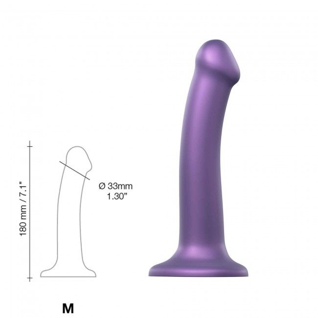 Насадка для страпона Strap-On-Me Mono Density Dildo Violet M, диам. 3,3см, одношаровий силікон, гнуч SO3570 фото
