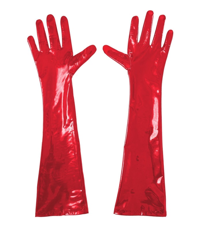 Глянсові вінілові рукавички Art of Sex - Lora, розмір L, колір Червоний SO6606 фото