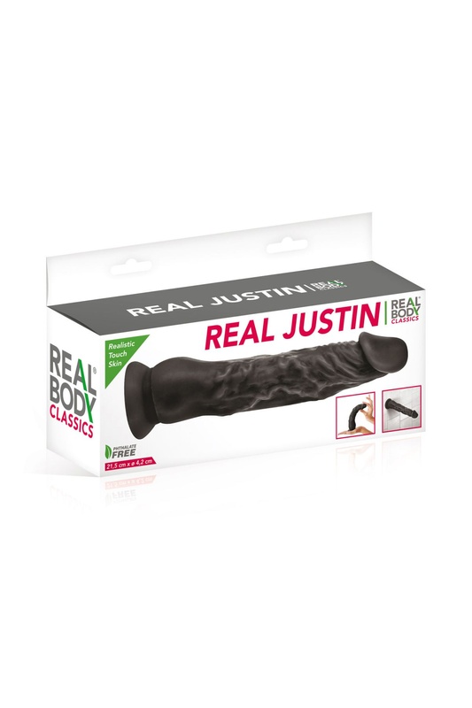 Фалоімітатор із присоскою Real Body — Real Justin Black, TPE, діаметр 4,2 см SO4031 фото