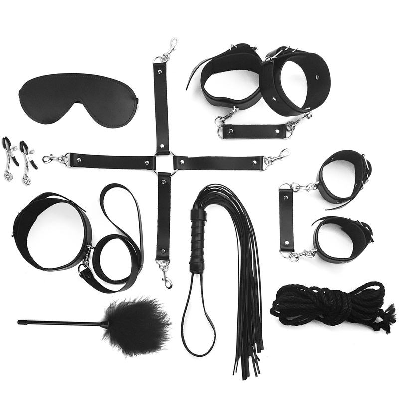 Набір Art of Sex - BDSM Set Leather, 10 предметів, натуральна шкіра, Чорний SO7138 фото