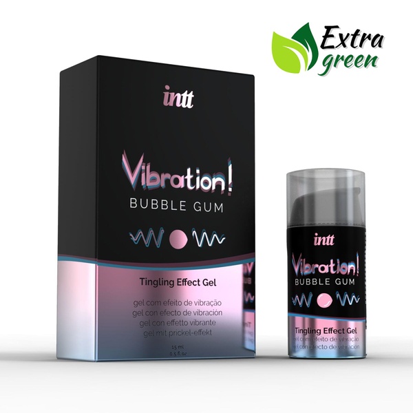Рідкий вібратор Intt Vibration Bubble Gum (15 мл) EXTRA GREEN, дуже смачний, діє до 30 хвилин SO5411 фото