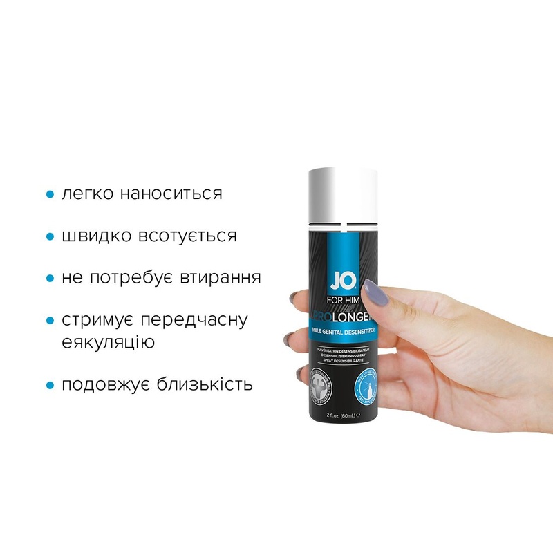 Пролонгувальний спрей System JO Prolonger Spray with Benzocaine (60 мл) не містить мінеральних масел SO1832 фото