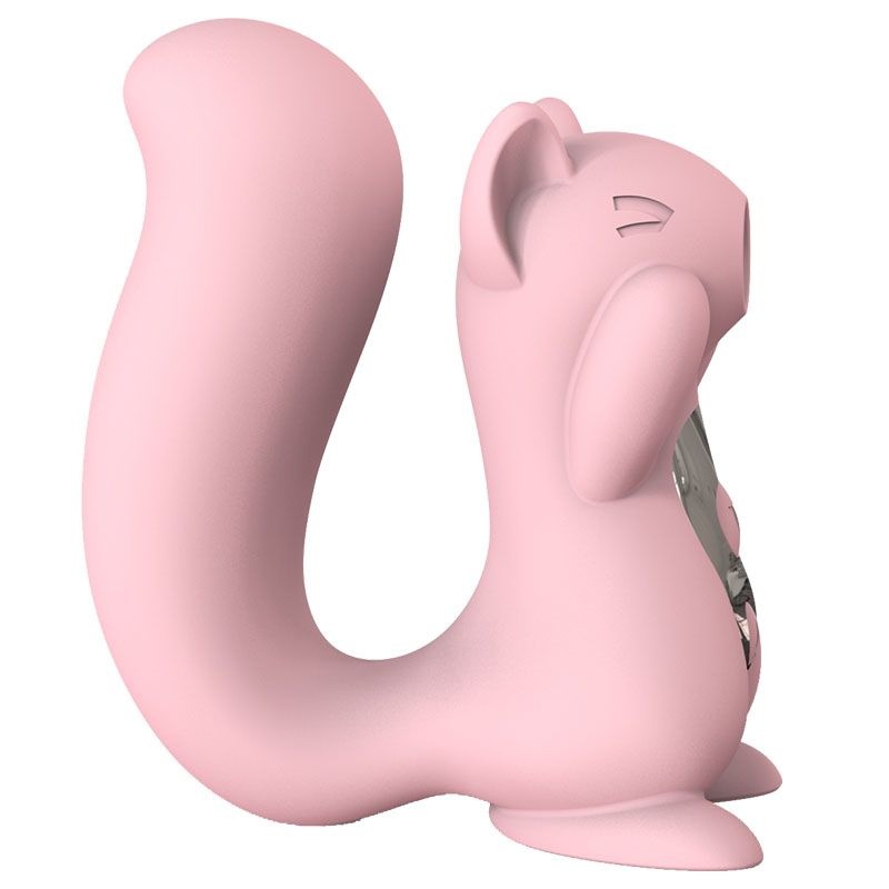 Вакуумний стимулятор з вібрацією KisToy Miss UU Pink, іграшка 2-в-1 SO3759 фото