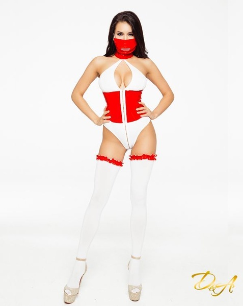 Еротичний костюм медсестри "Розпусна Аеліта" M, боді на блискавці, маска, панчішки SO3521 фото