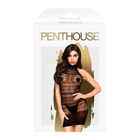Міні-сукня сітка з горлом Penthouse - Epic Night Black S/L SO4357 фото