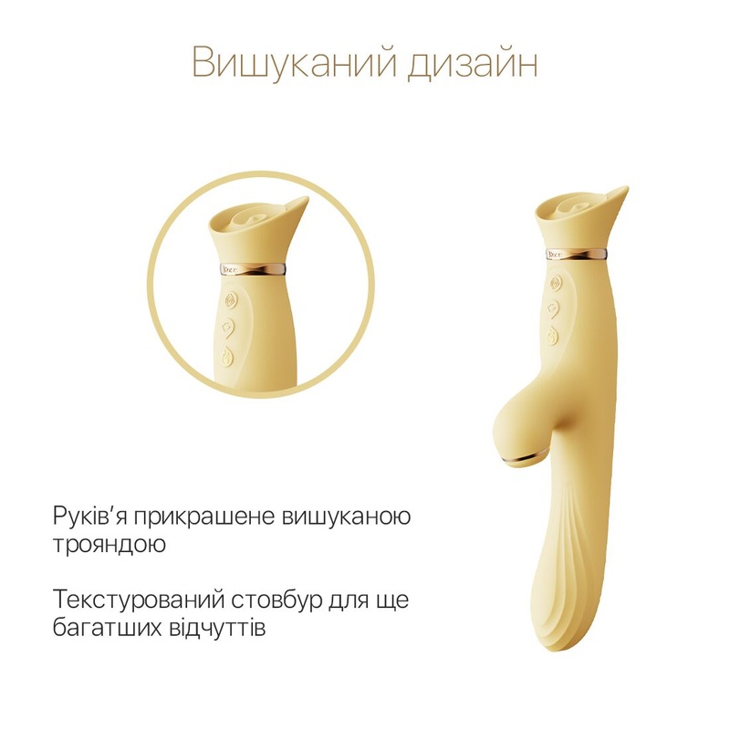 Вібратор з підігрівом та вакуумною стимуляцією клітора Zalo - ROSE Vibrator Lemon Yellow SO6681 фото