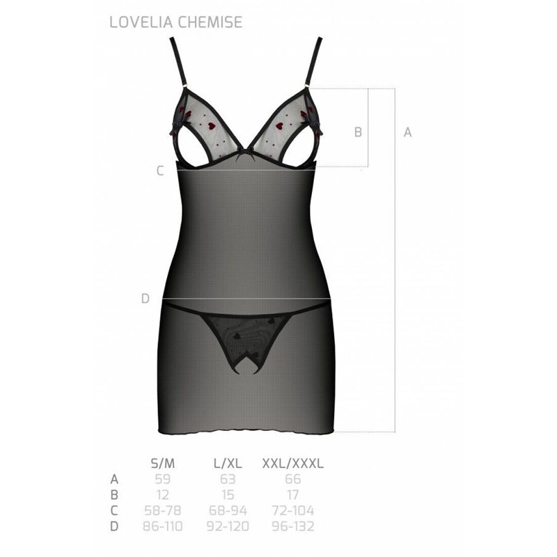 Сорочка з вирізами на грудях + стрінги LOVELIA CHEMISE black L/XL - Passion SO4759 фото