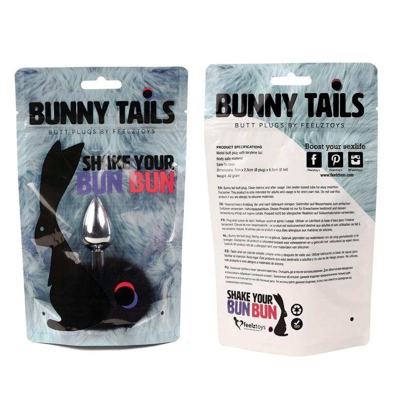 Анальна пробка FeelzToys - Bunny Tails Butt Plug Black SO5063 фото