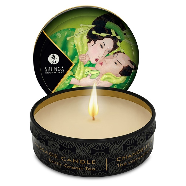Масажна свічка Shunga Mini Massage Candle – Exotic Green Tea (30 мл) з афродизіаками SO2521 фото