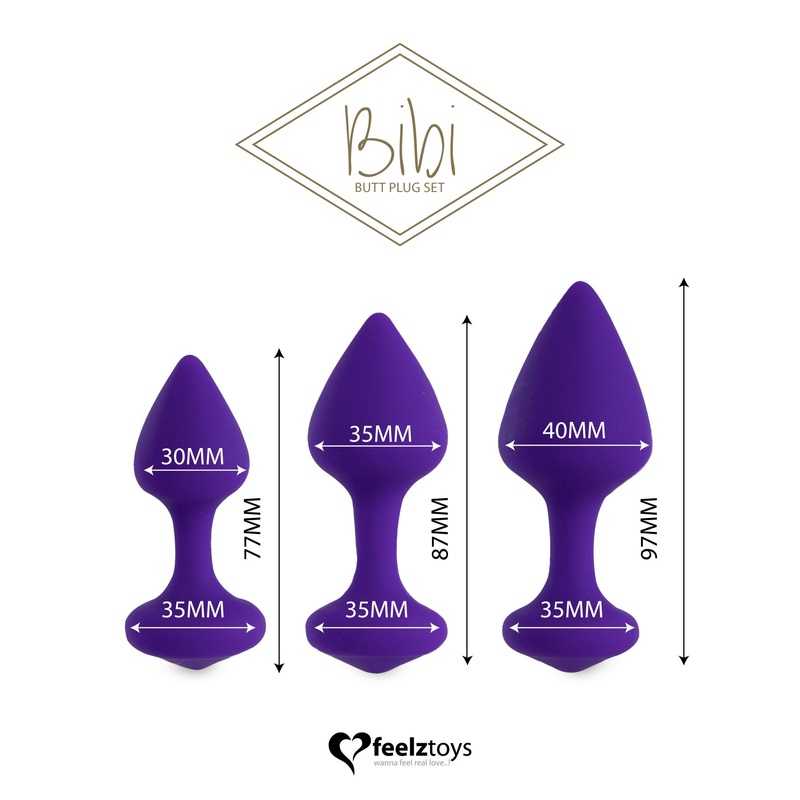 Набір силіконових анальних пробок FeelzToys - Bibi Butt Plug Set 3 pcs Purple SO5064 фото