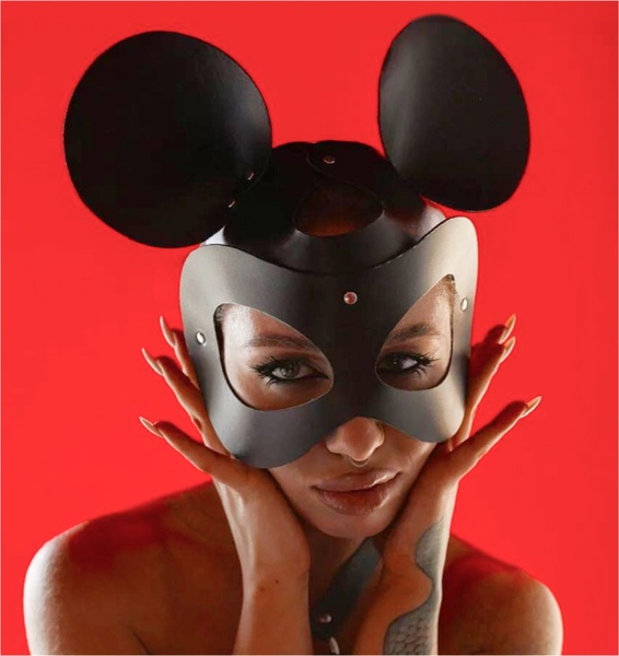 Маска "Mickey" натуральна преміум шкіра ( Ручна робота ) F03 фото