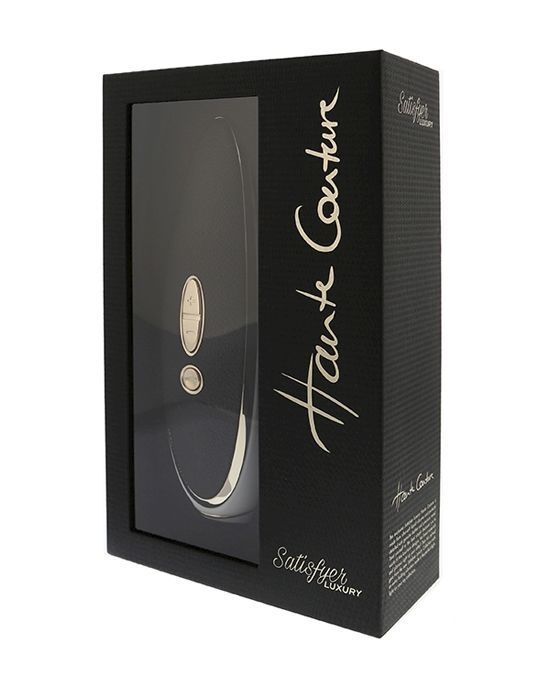 Люксовый вакуумный стимулятор Satisfyer Luxury Haute Couture Black со вставкой из кожи SO2466 фото