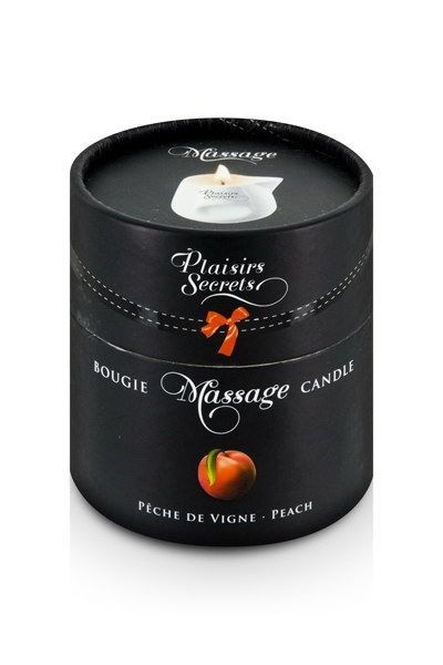 Масажна свічка Plaisirs Secrets Peach (80 мл) подарункова упаковка, керамічний посуд SO1849 фото