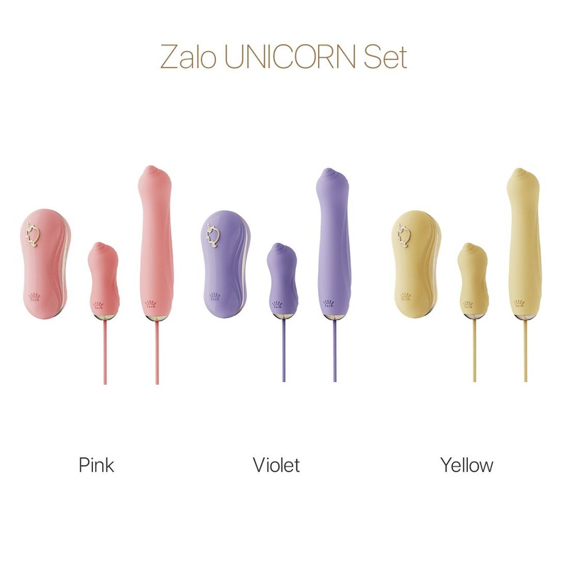 Набір 3в1 Zalo — UNICORN Set Pink, віброяйце, пульсатор, вакуумний стимулятор SO6687 фото